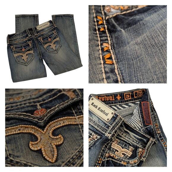 New ROCK REVIVAL Capri Jeans Angie Orange Stitch Details Flap Pockets Women 26 - Picture 7 of 8